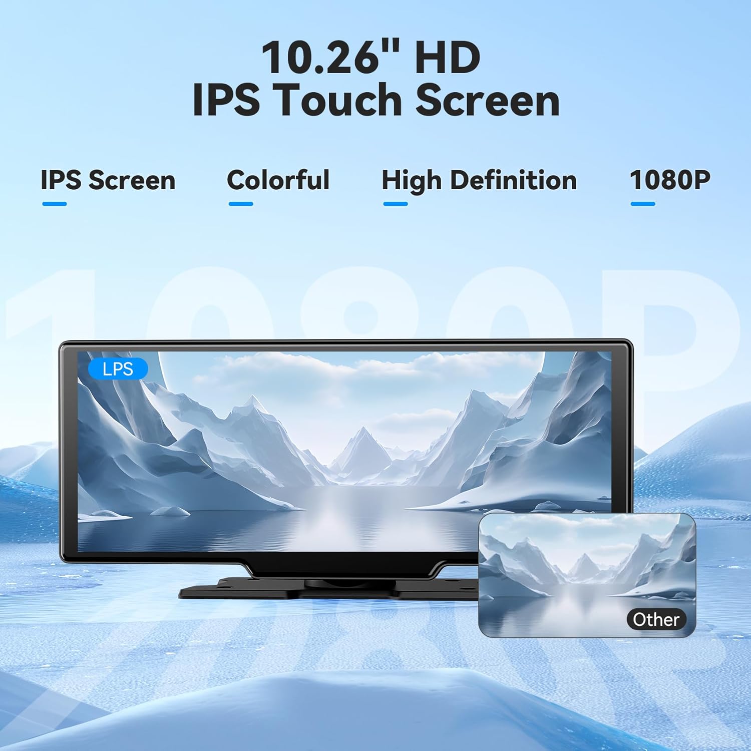 10.26" Portable Wireless Carplay/Auto Android Screen, 4K Dash Camera, GPS Navigation, AUX/FM (64GB SD Card) - Image 4