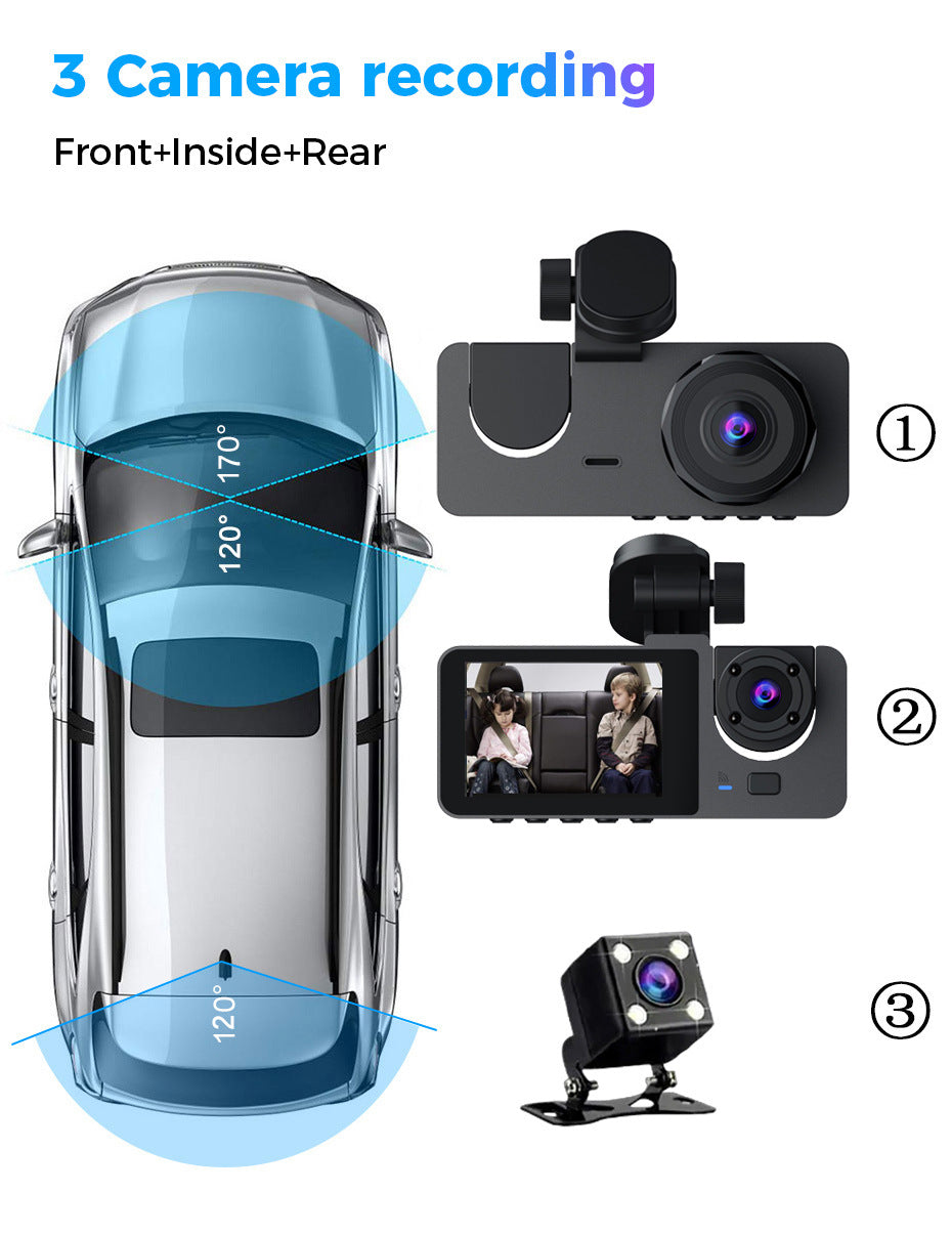 1080p Full HD 3-Way Channel Dash Camera - Image 2