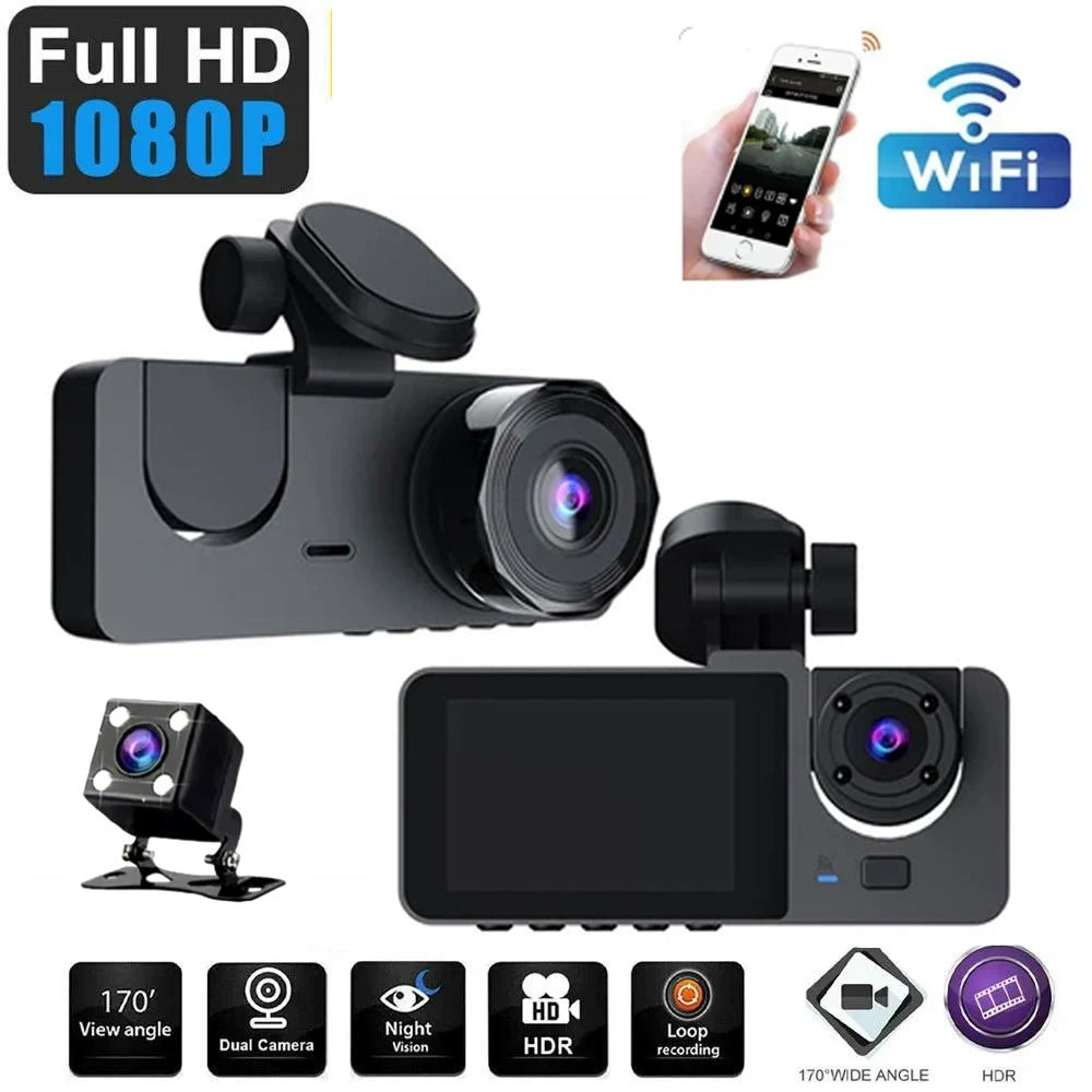 1080p Full HD 3-Way Channel Dash Camera