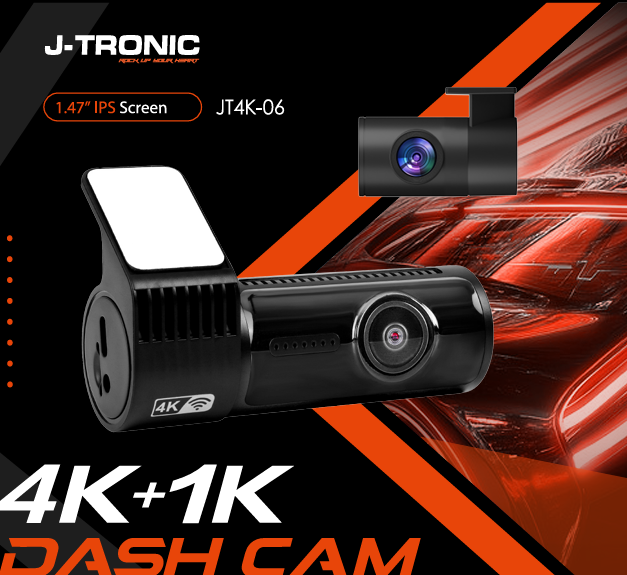 JT-4K-06 Ultra HD 2- Channel Dash Camera (64 GB SD Card) - Image 2