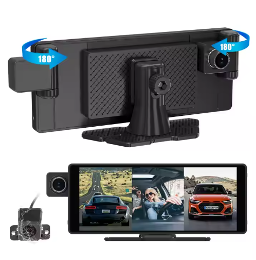 10.26" Portable Wireless Carplay/Auto Android Screen, 4K Dash Camera, GPS Navigation, AUX/FM (64GB SD Card) - Image 8