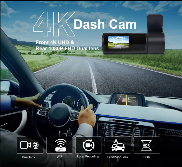 JT-4K-06 Ultra HD 2- Channel Dash Camera (64 GB SD Card) - Image 9